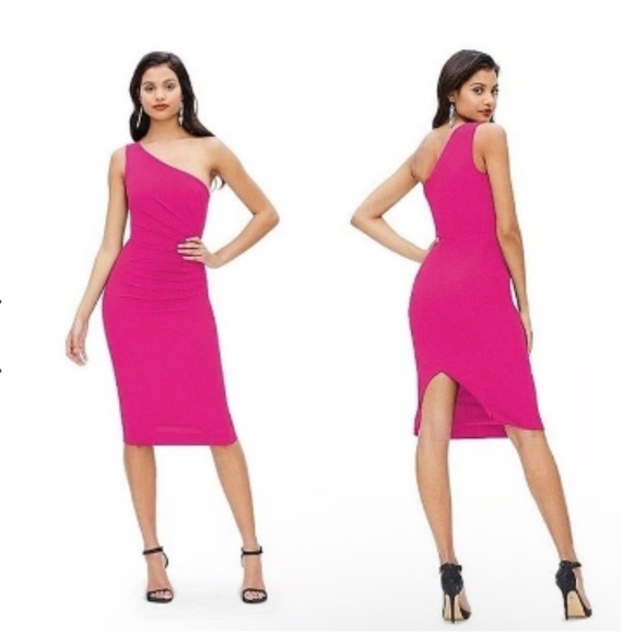 Dress the Population Fuchsia One-Shoulder Dress NWT - Picture 2 of 2